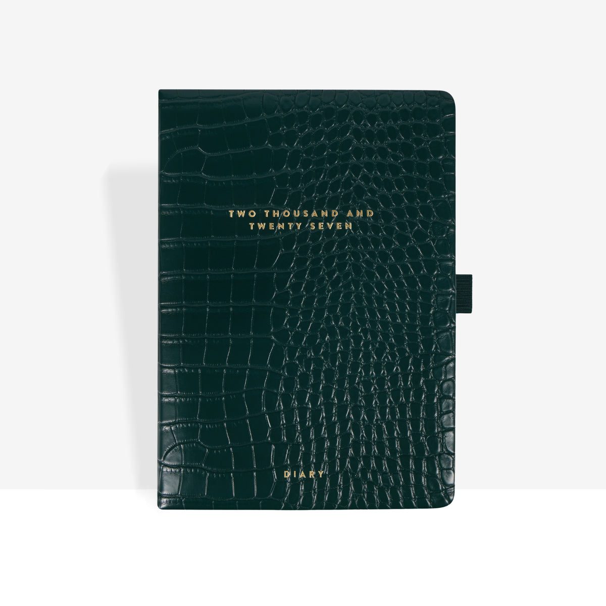 2027 Daily Diary | Emerald Croc closed cover in emerald croc-embossed vegan leather
