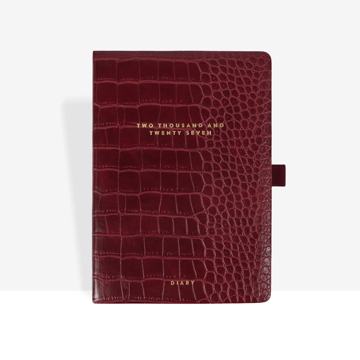 2027 Weekly Diary | Burgundy Croc closed cover in burgundy croc-embossed vegan leather