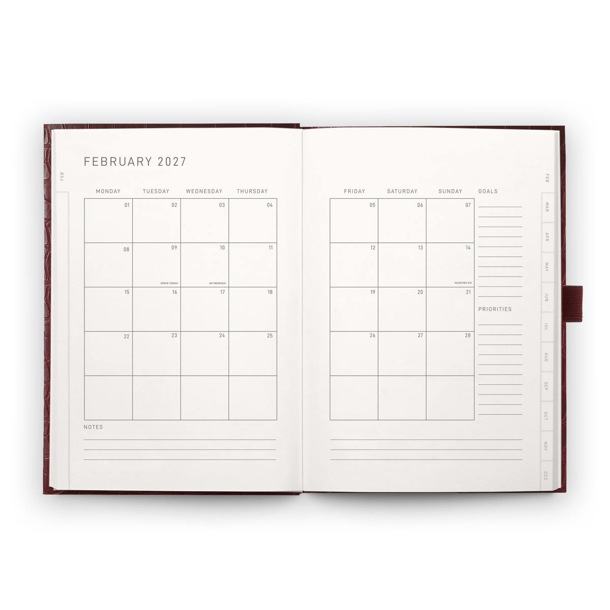 Open pages inside the 2027 A6 Diary | Espresso Croc showing the cream lined paper