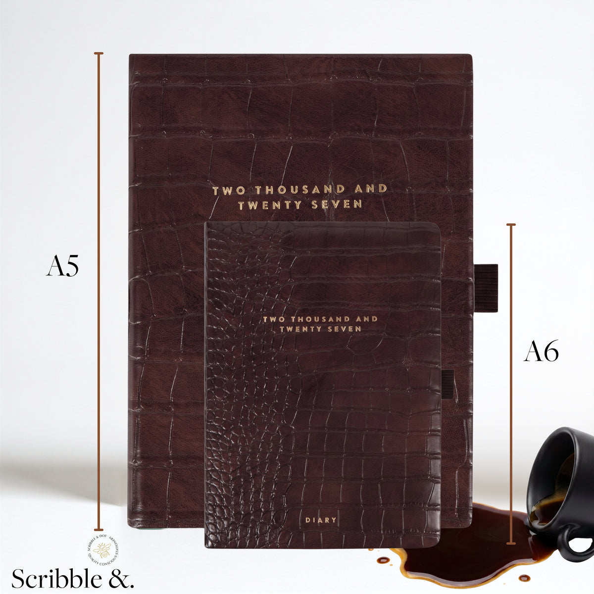 2027 A5 Day a Page Diary | Espresso Croc
