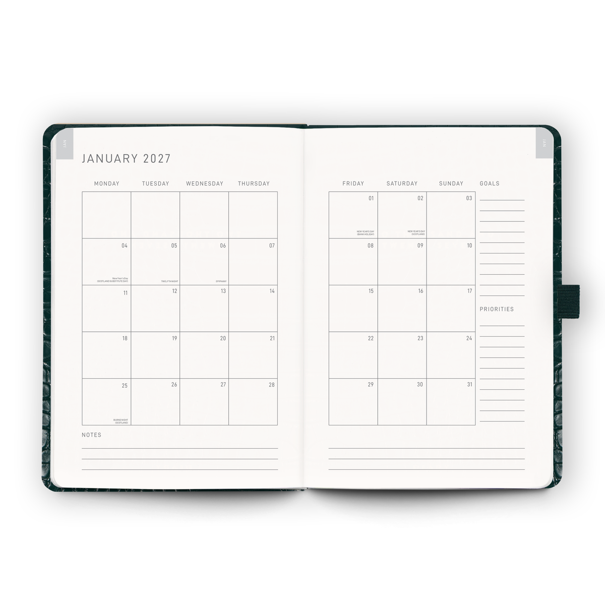 Open blank pages inside the 2027 Daily Diary | Emerald Croc