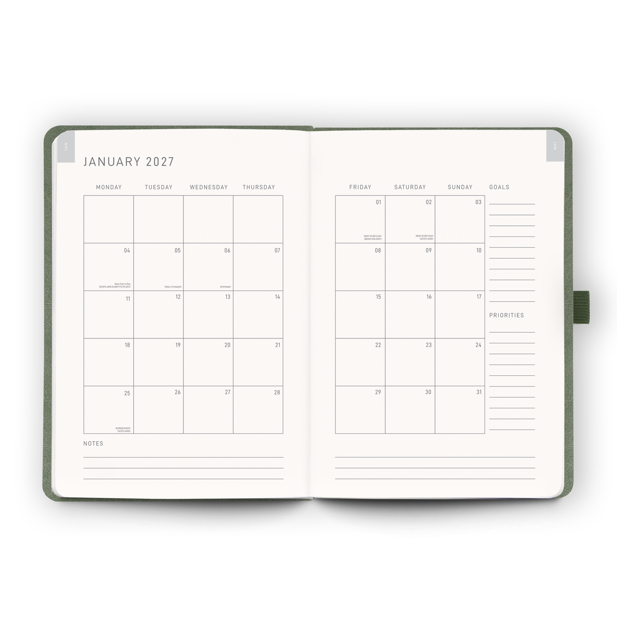 Open blank pages inside the 2027 Daily Diary | Sage