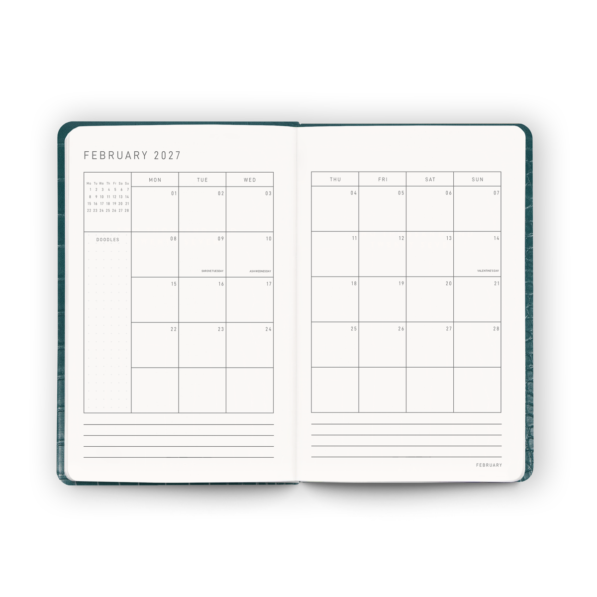 Open blank pages inside the 2027 Pocket Diary | Caspian Croc