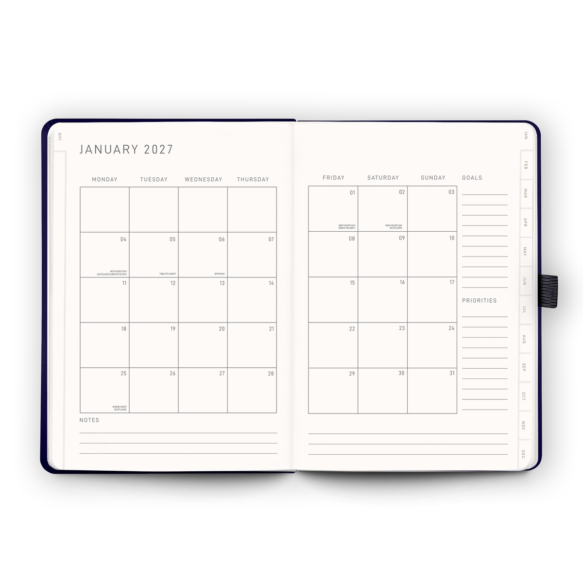Open blank pages inside the 2027 Weekly Diary | Sage Croc