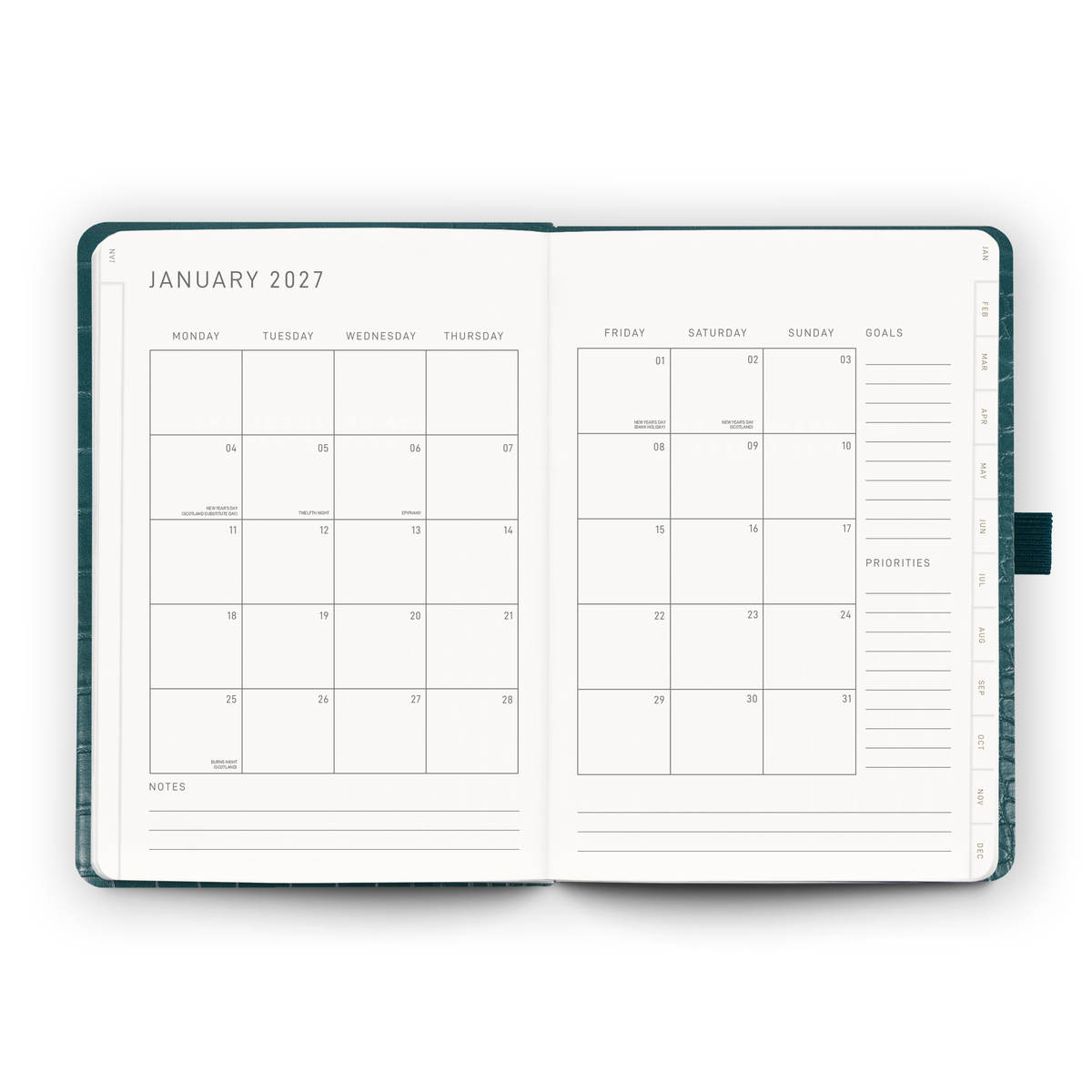 Open blank pages inside the 2027 Weekly Diary | Caspian Croc