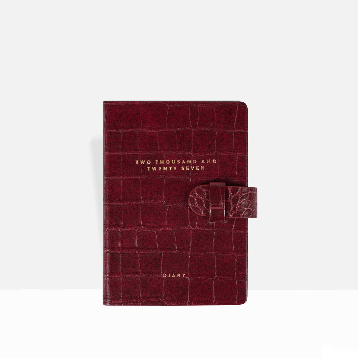 2027 Pocket Diary | Burgundy Croc closed cover in burgundy croc-embossed vegan leather