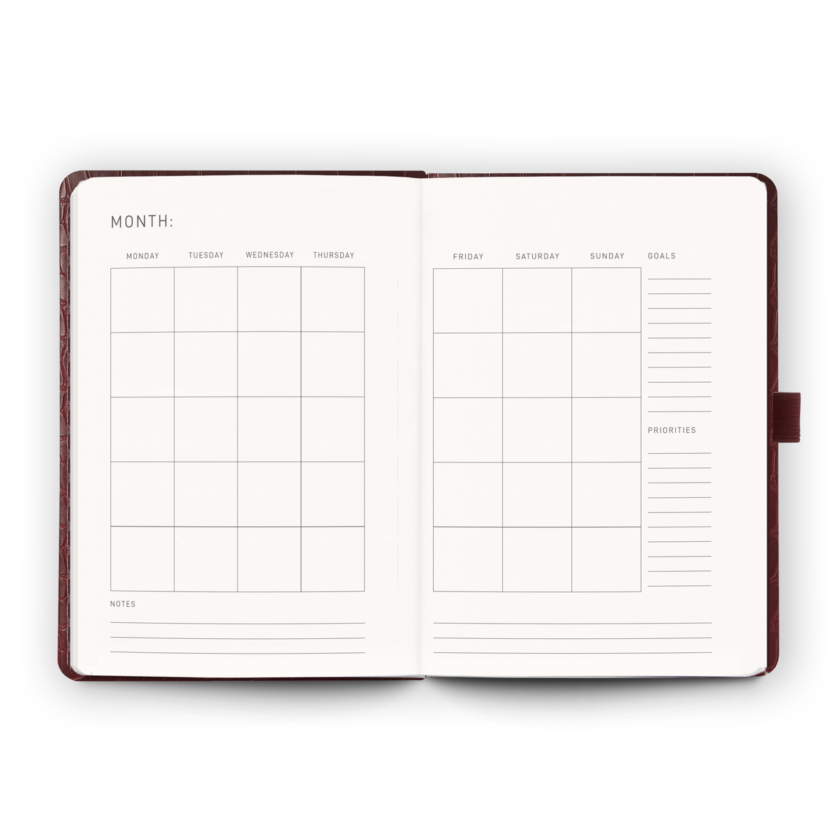 Undated Planner | Burgundy Croc
