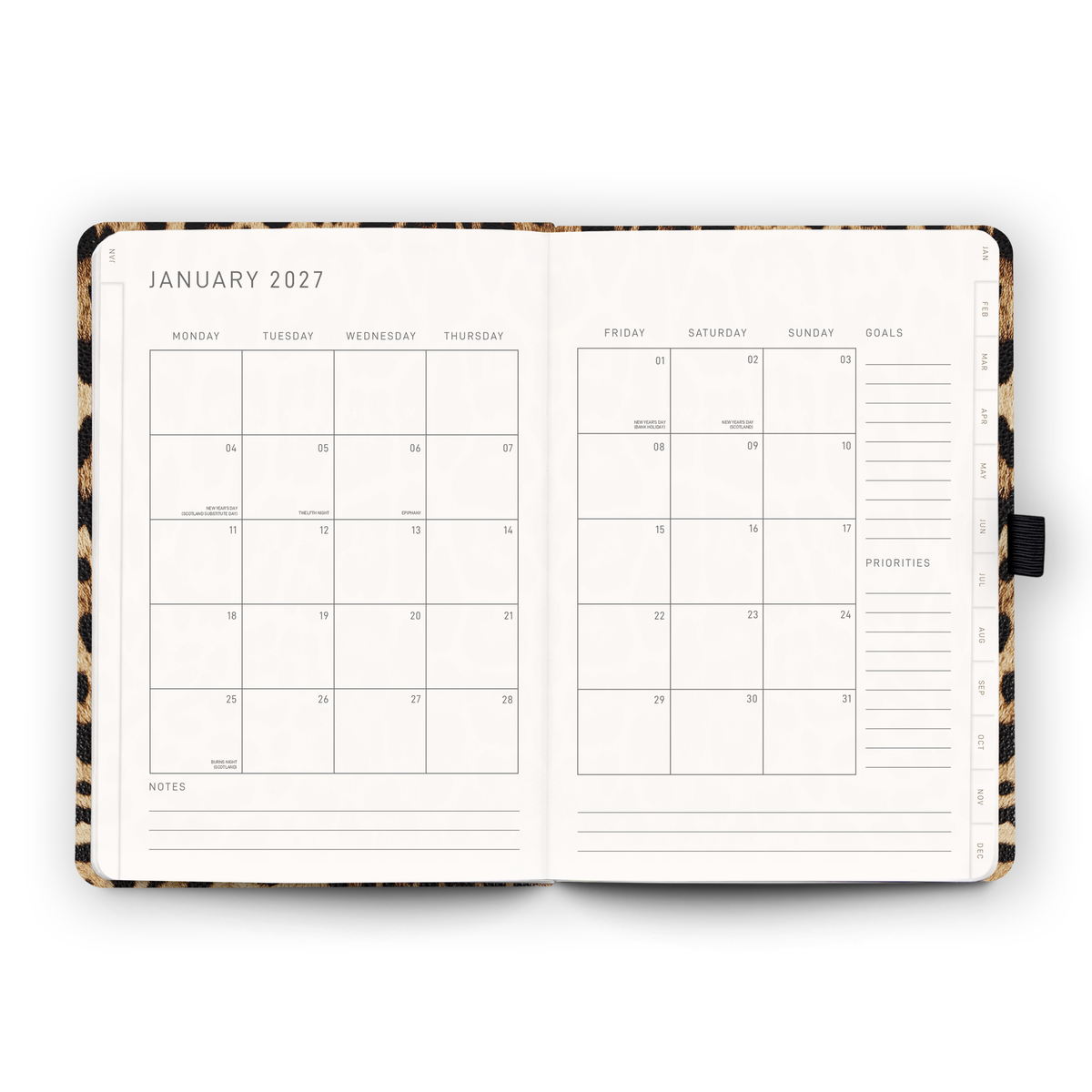 Open blank pages inside the 2027 Weekly Diary | Savanna